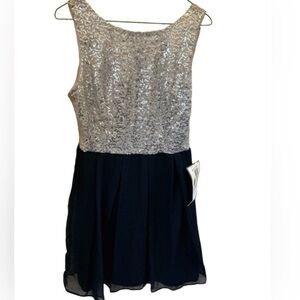 B.Darlin semi formal blue and silver dress size medium NEW‎